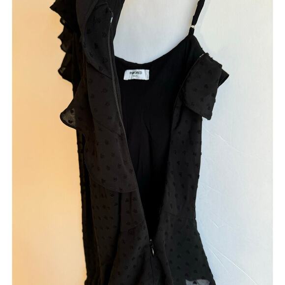 Rumored Tiered Flowy Midi Dress Ruffle Romantic Delicate Prom Womens XS/S Black - Picture 8 of 16